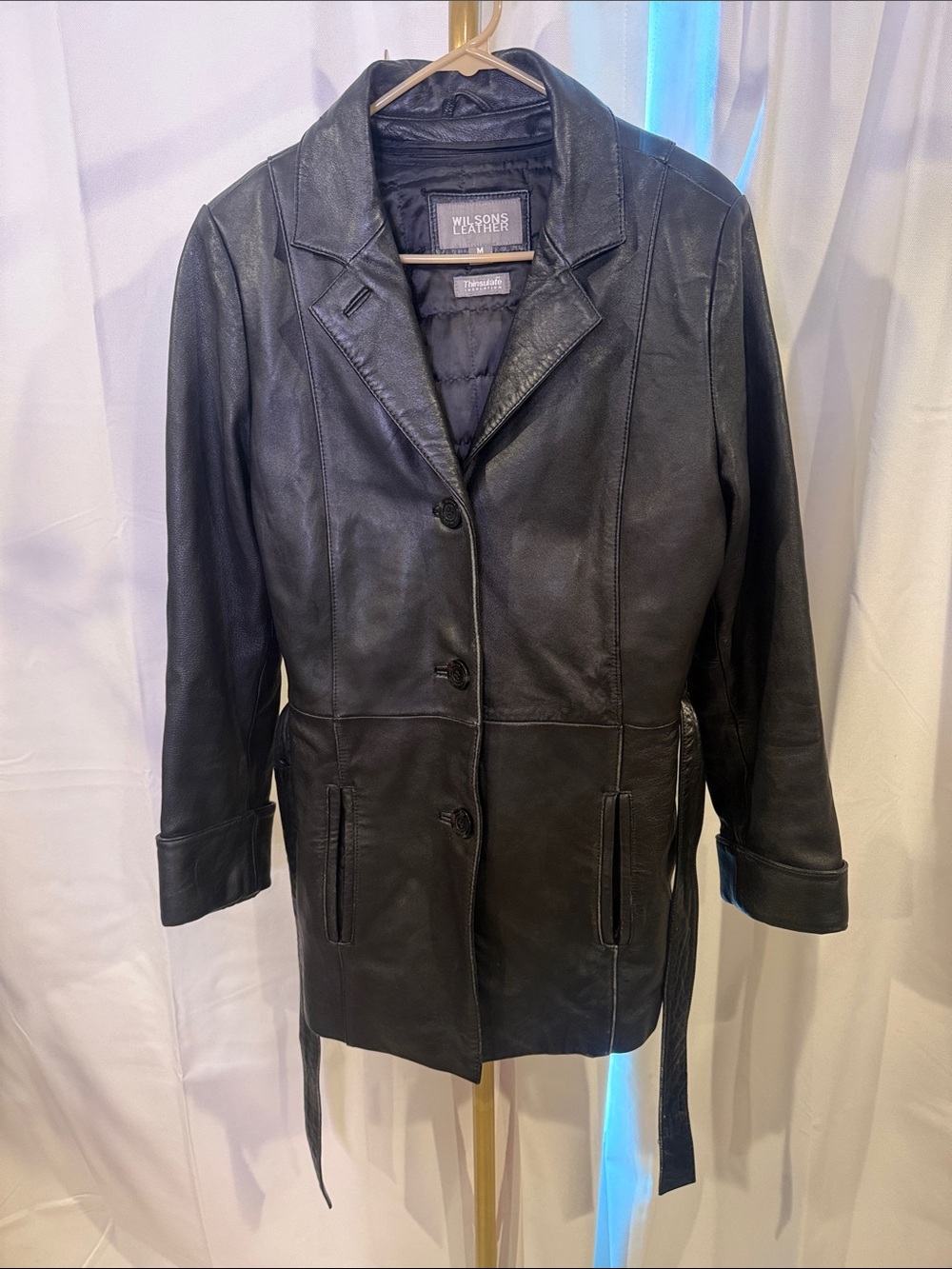 Wilsons Leather Women's Black Leather Button-Front Coat M